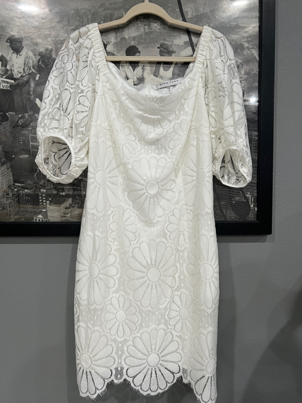 Trina Turk White Floral Eyelet Mini Dress
